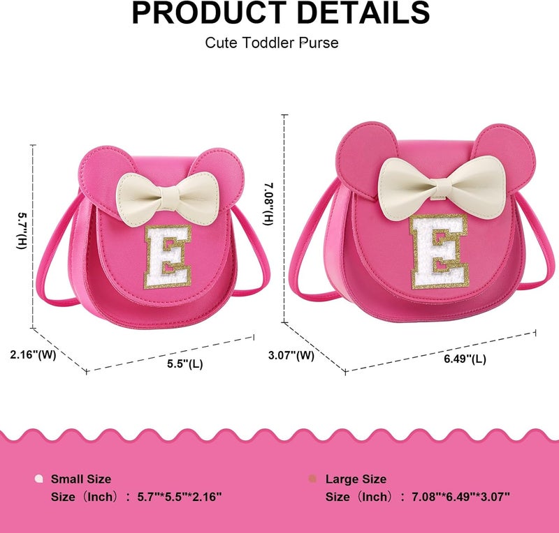 Iqimott Toddler Purse Girl Wallet for 2-10 Year Old Birthday Gift, Personalized Kids Little Mouse Ear Bow Crossbody Shoulder Purse - Image 2